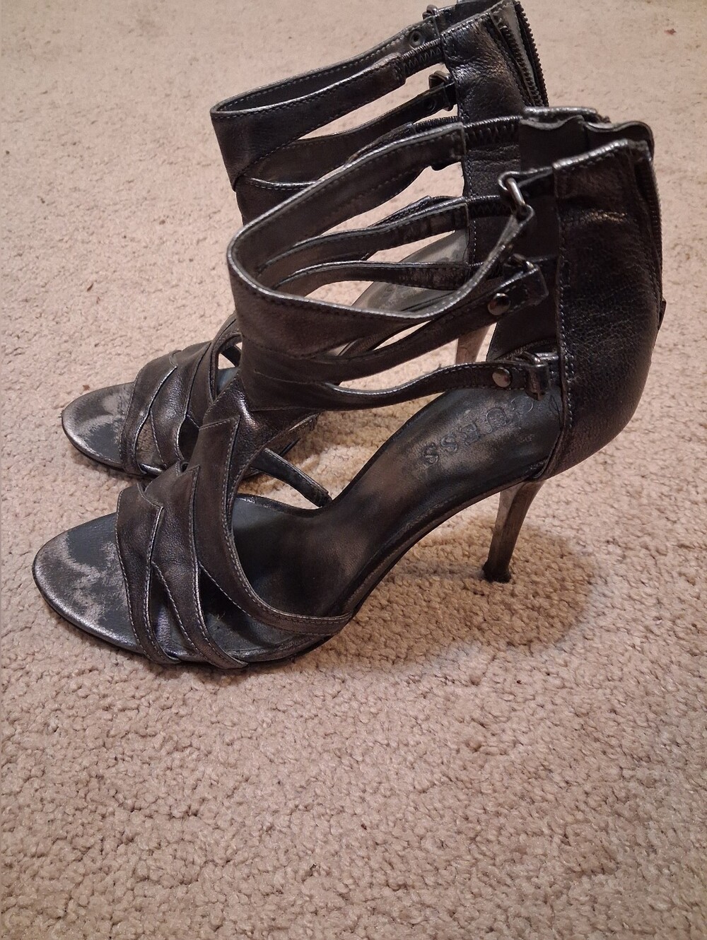 Guess Size 7 1/2 Strappy Metallic High Heels